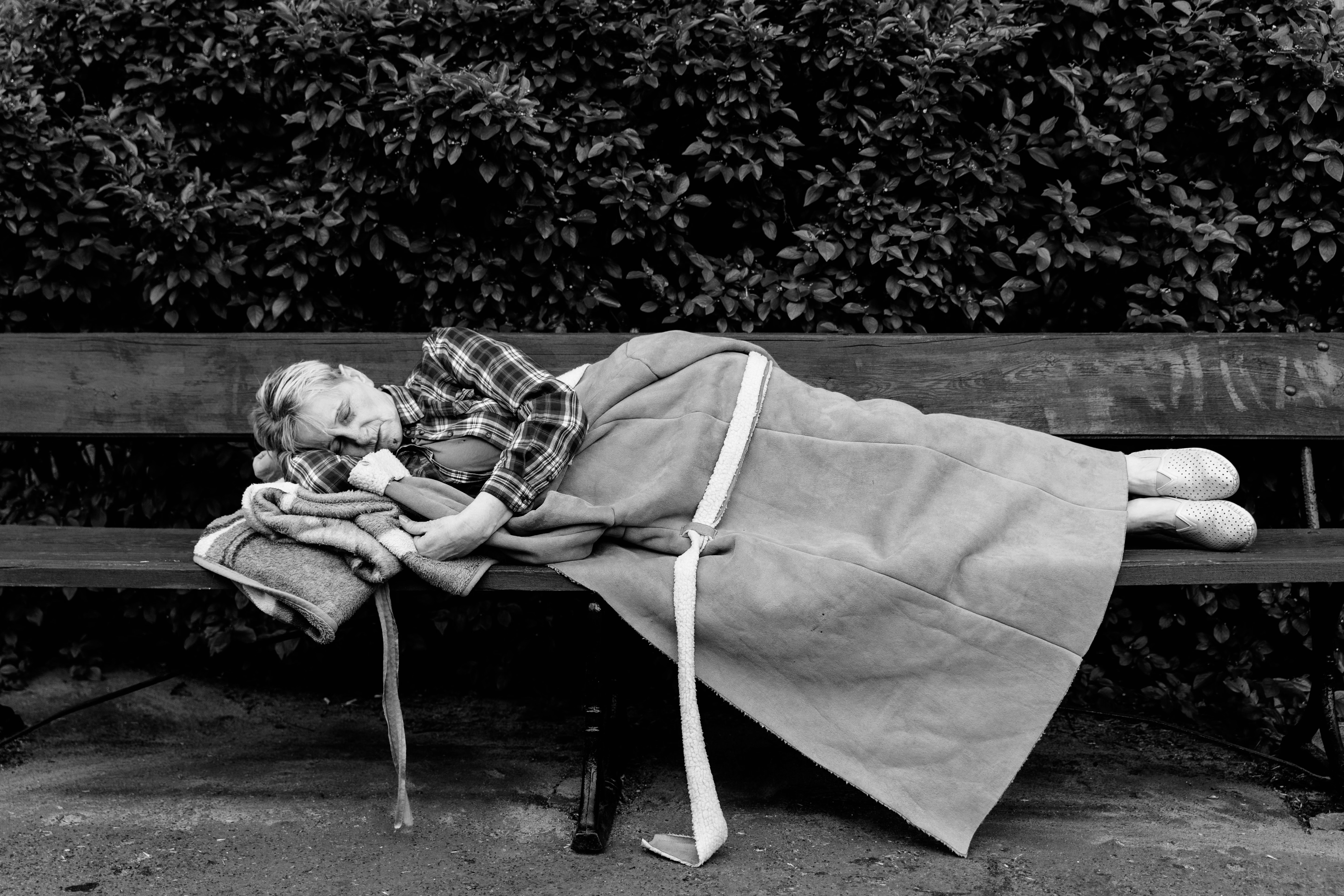 City street with apartment buildings